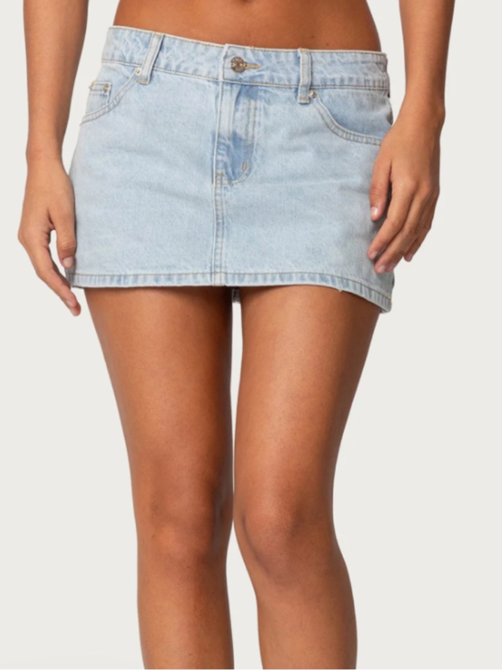 Edikted Light Blue Denim Mini Skirt